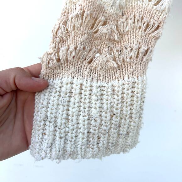 Anthropologie Pilcro Crochet Knit Striped Boho Sweater Top Cream Neutral Medium - Picture 8 of 9